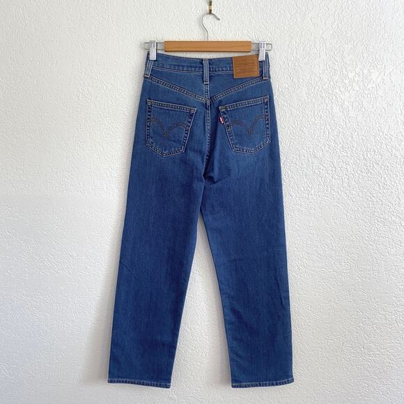 Levi’s Premium Ribcage Straight Ankle Jeans Medium Blue Women’s Size 24 - Picture 6 of 16